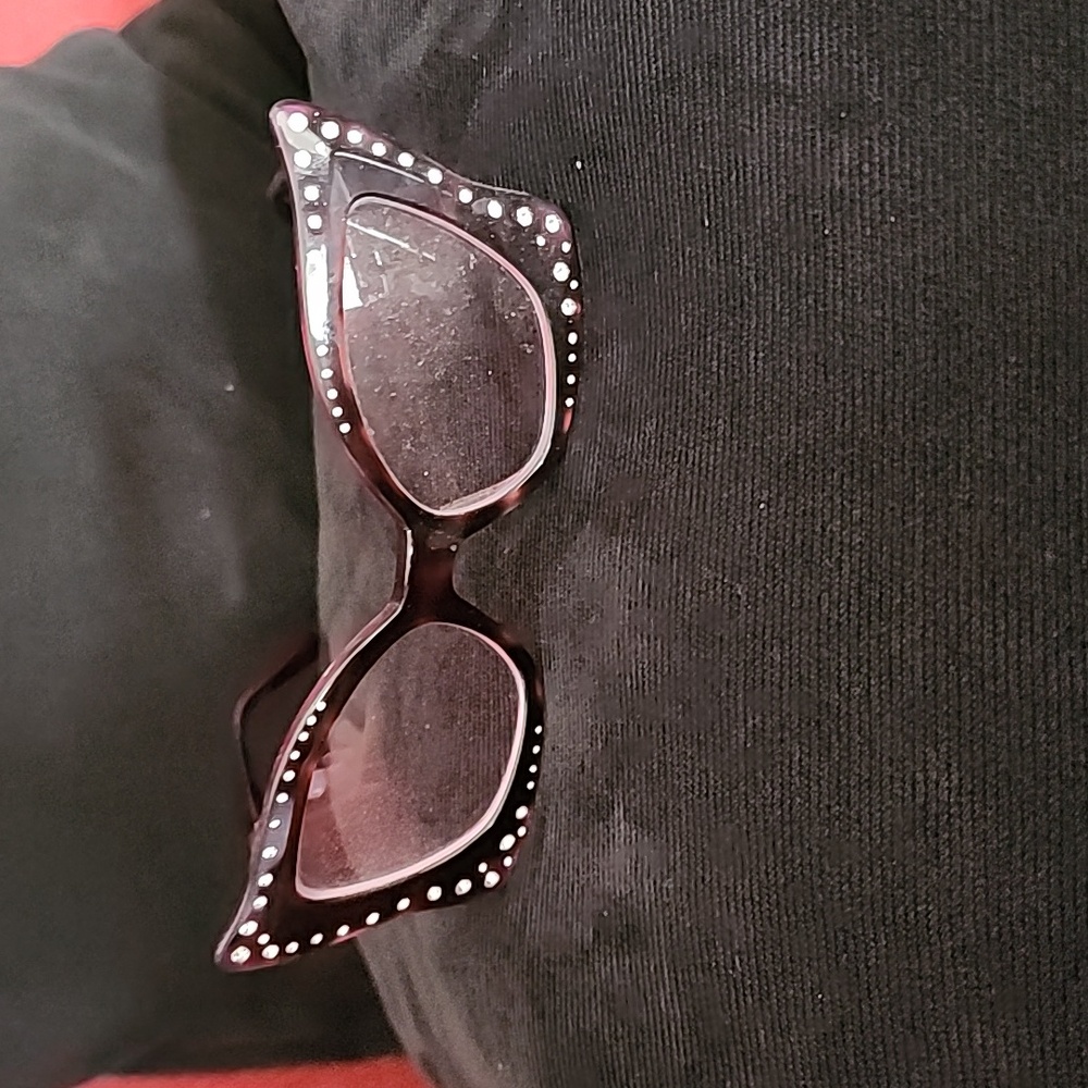 Funky fun plum rhinestone glasses